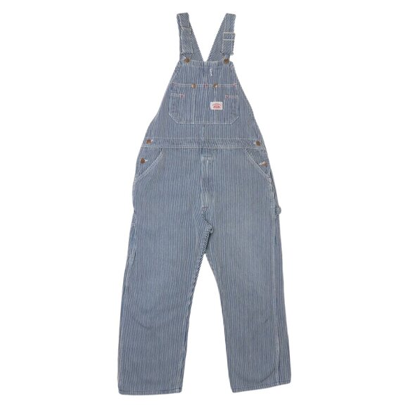 Vintage 90s Round House Denim Engineer Striped Overalls - Picture 3 of 13